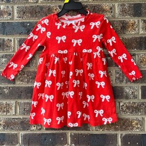 Hanna Anderson Red and White Bow Dress 2T